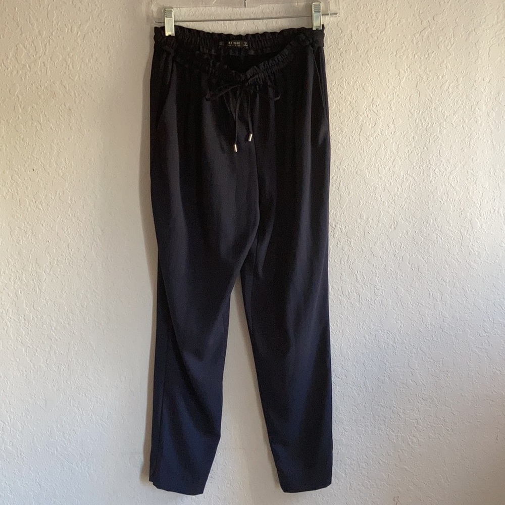 Drawstring Zara basic navy blue pants - Picture 4 of 4